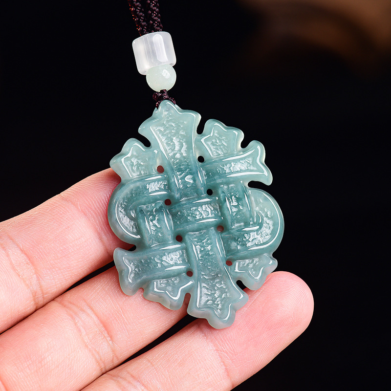 Necklace Pendant - Natural Burmese Jadeite Chinese Knot Pendant