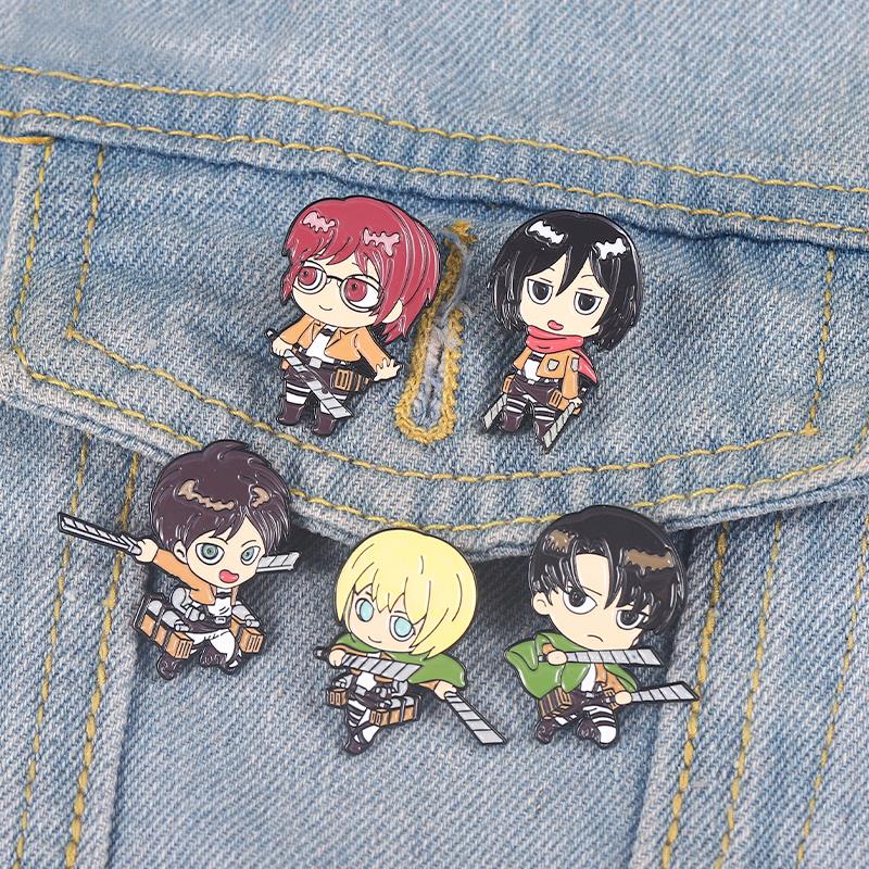 Chibi Enamel Pins Custom Eren  - Levi Jewelry & Watches Inc review and price