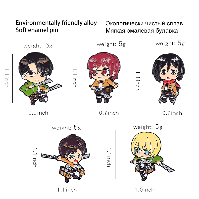 Chibi Enamel Pins Custom Eren  - Levi Jewelry & Watches Inc review and price
