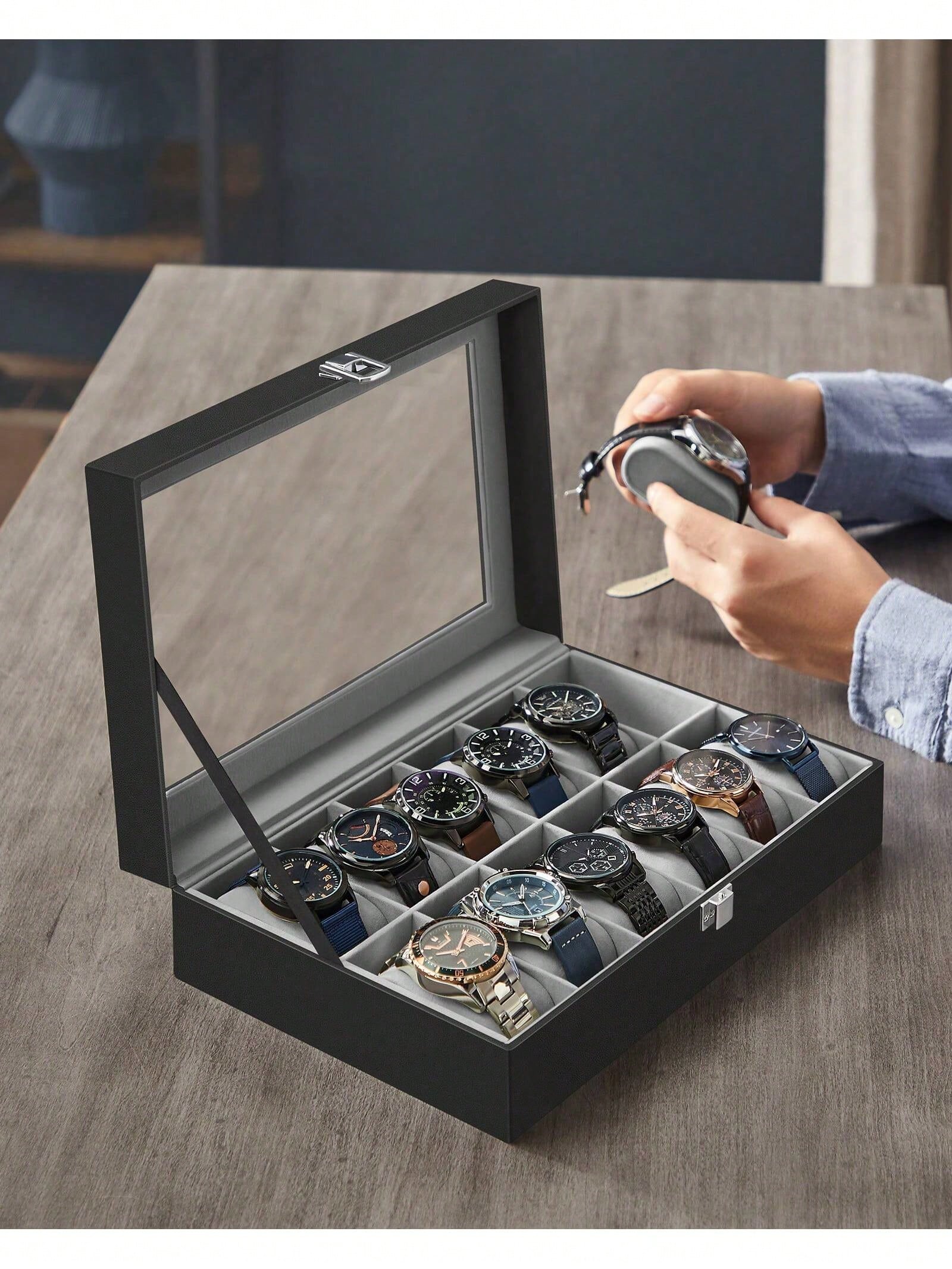12-Slot Lockable Watch Box wit - Watch Display Box review and price