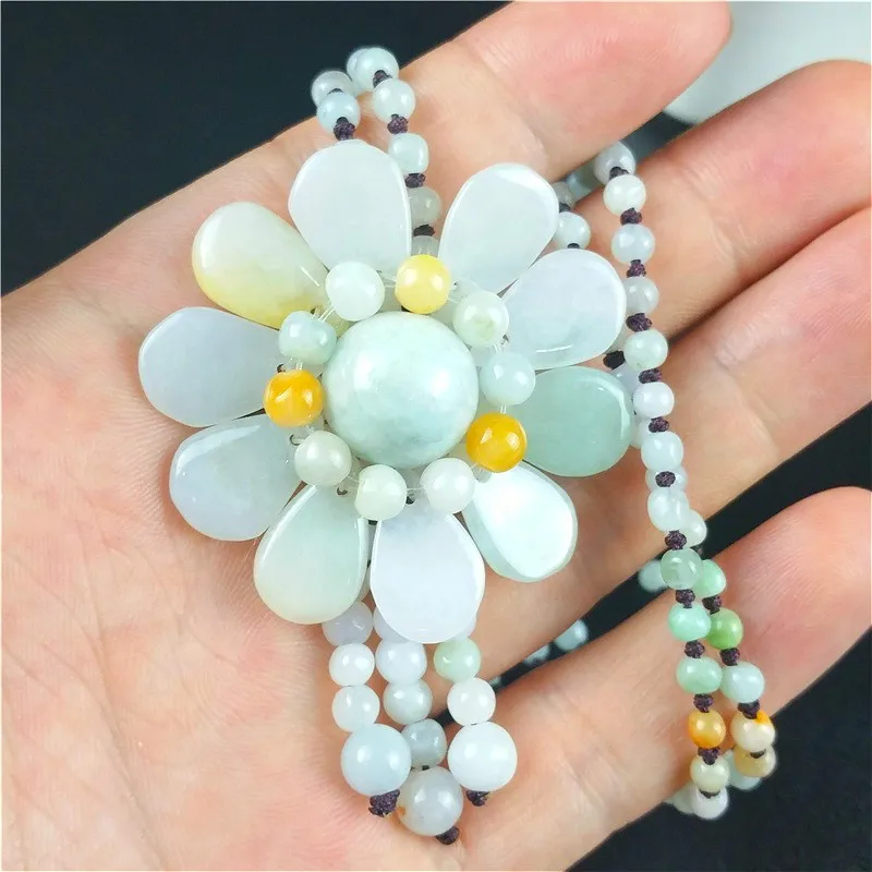 Certified Burmese Jade Sunflow - Necklace Pendant review and price