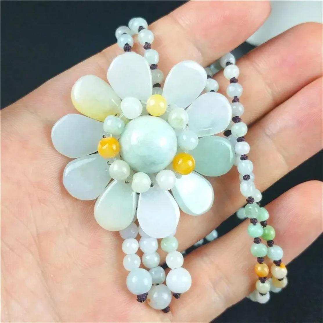 Certified Burmese Jade Sunflow - Necklace Pendant review and price