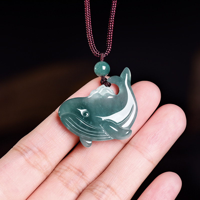 Natural Burmese Jadeite Whale  - Necklace Pendant review and price