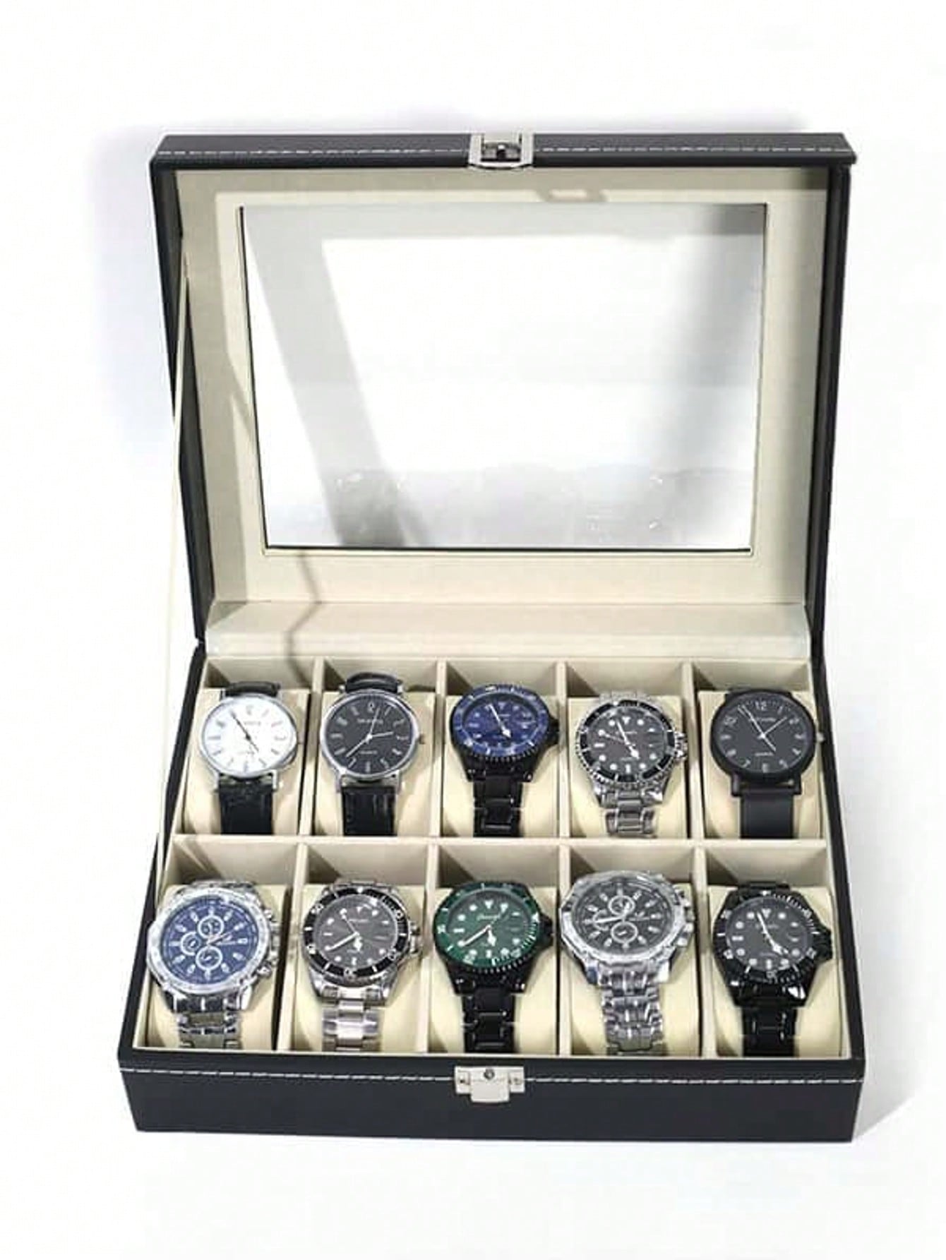 Leather Watch Box with Lock, L - Watch Display Box review and price