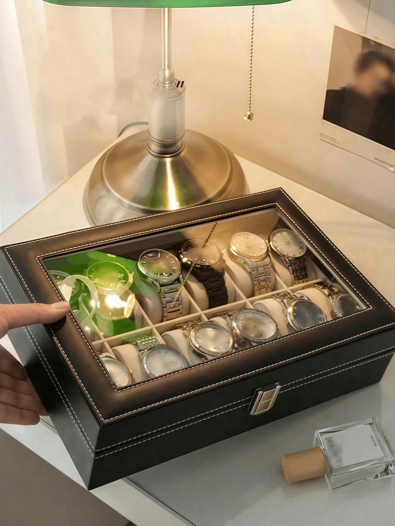 Leather Watch Box with Lock, L - Watch Display Box review and price