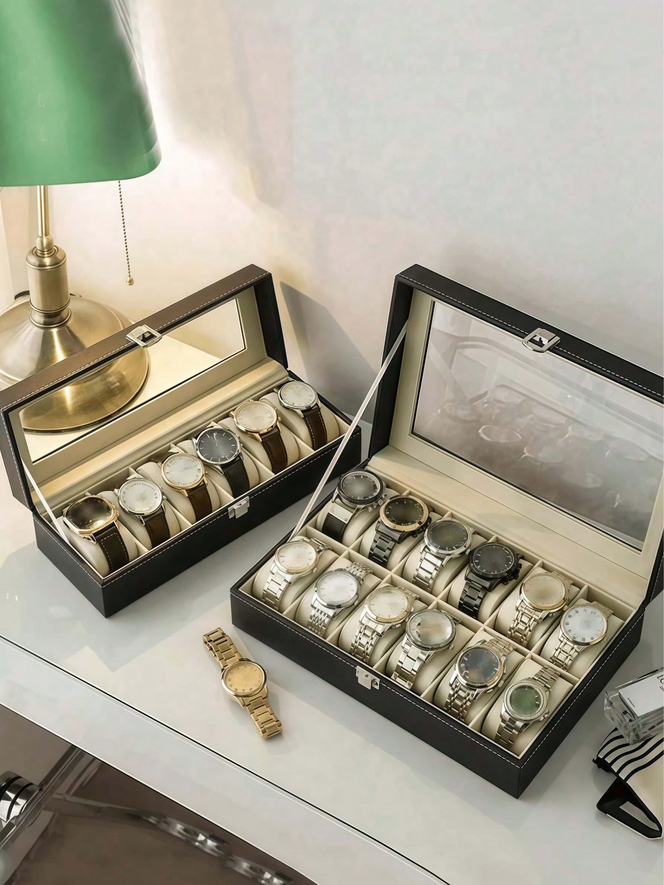 Leather Watch Box with Lock, L - Watch Display Box review and price