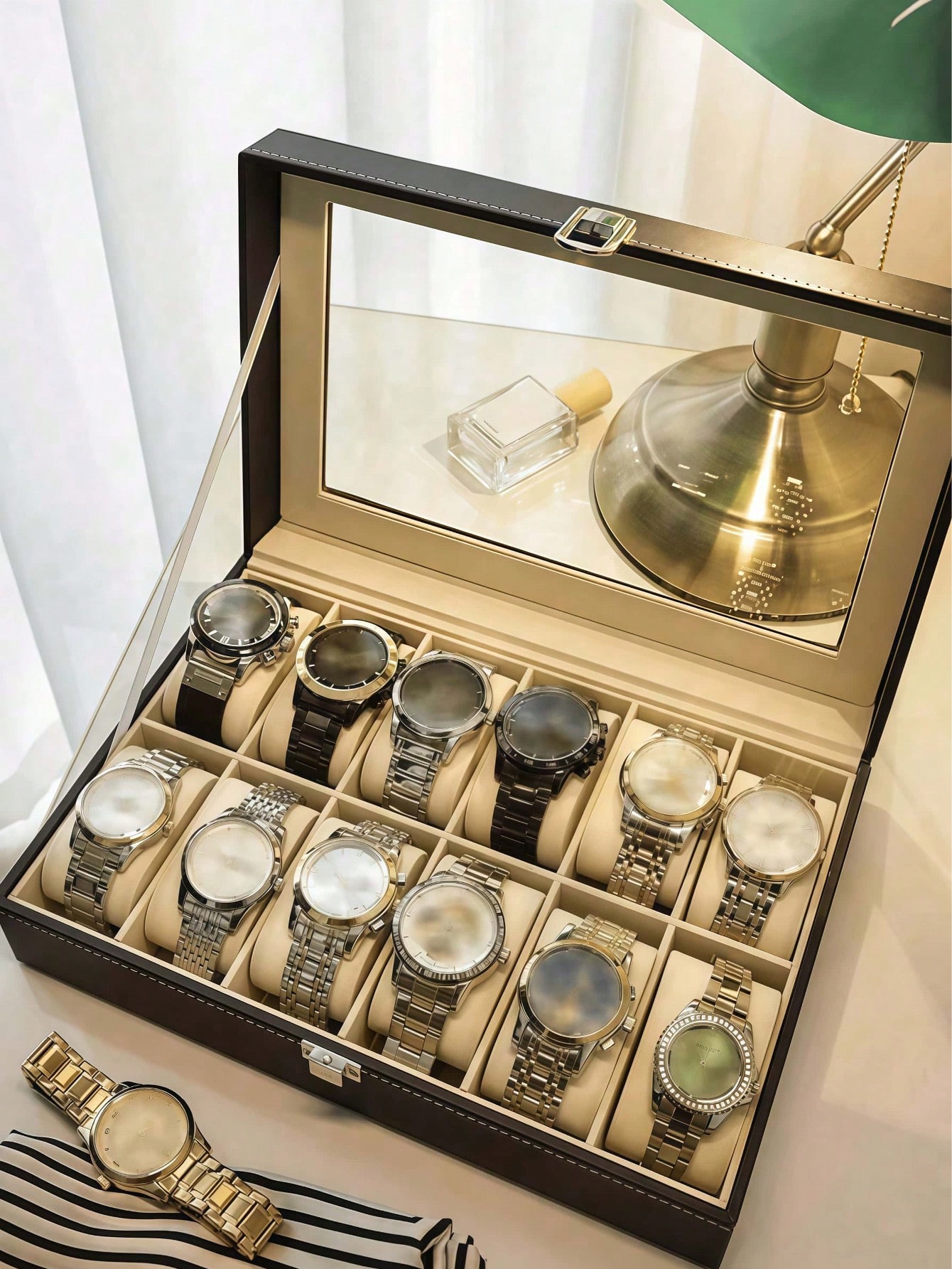 Leather Watch Box with Lock, L - Watch Display Box review and price