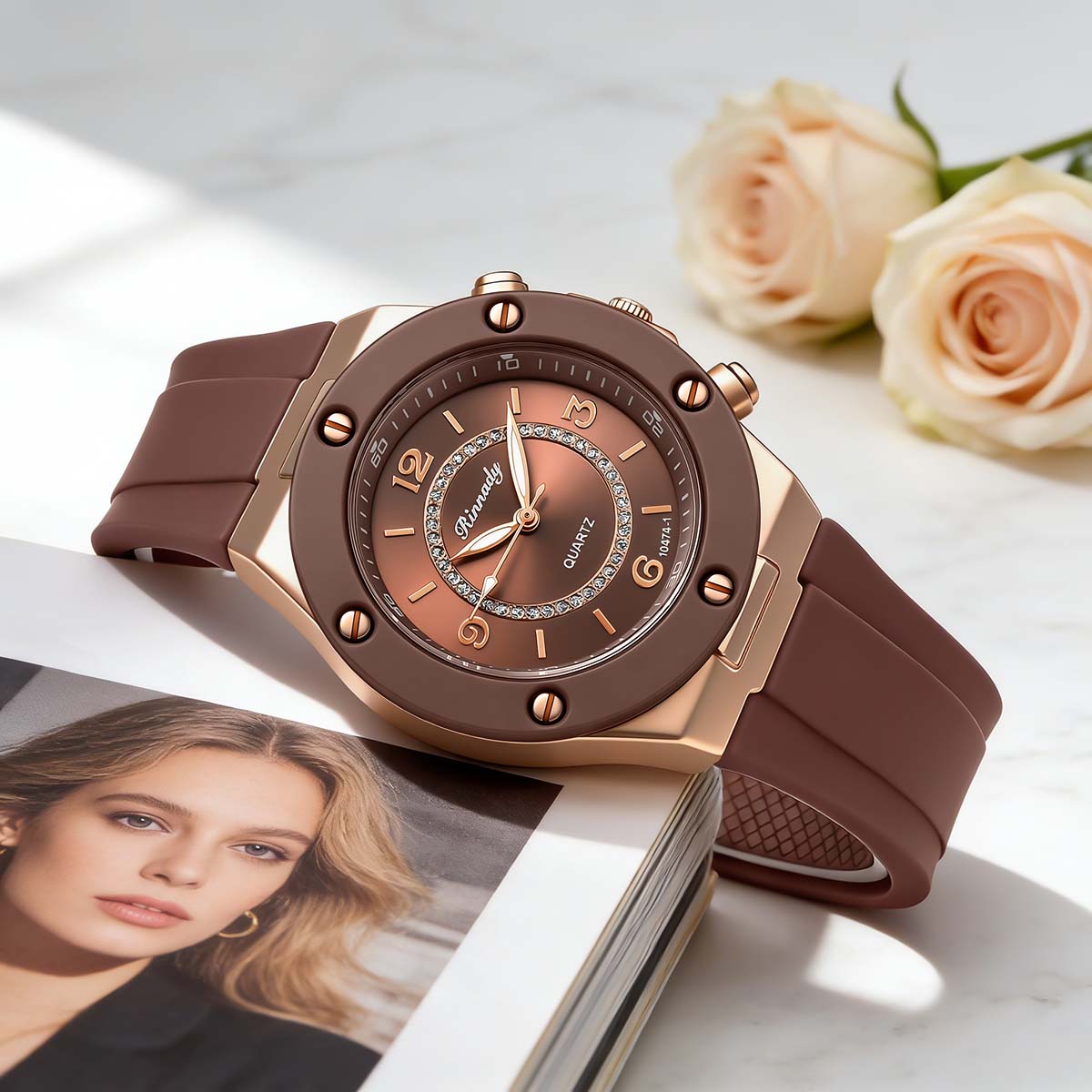 Casual Ladies Watch Crystal Di - Jewelry Watches Gold review and price