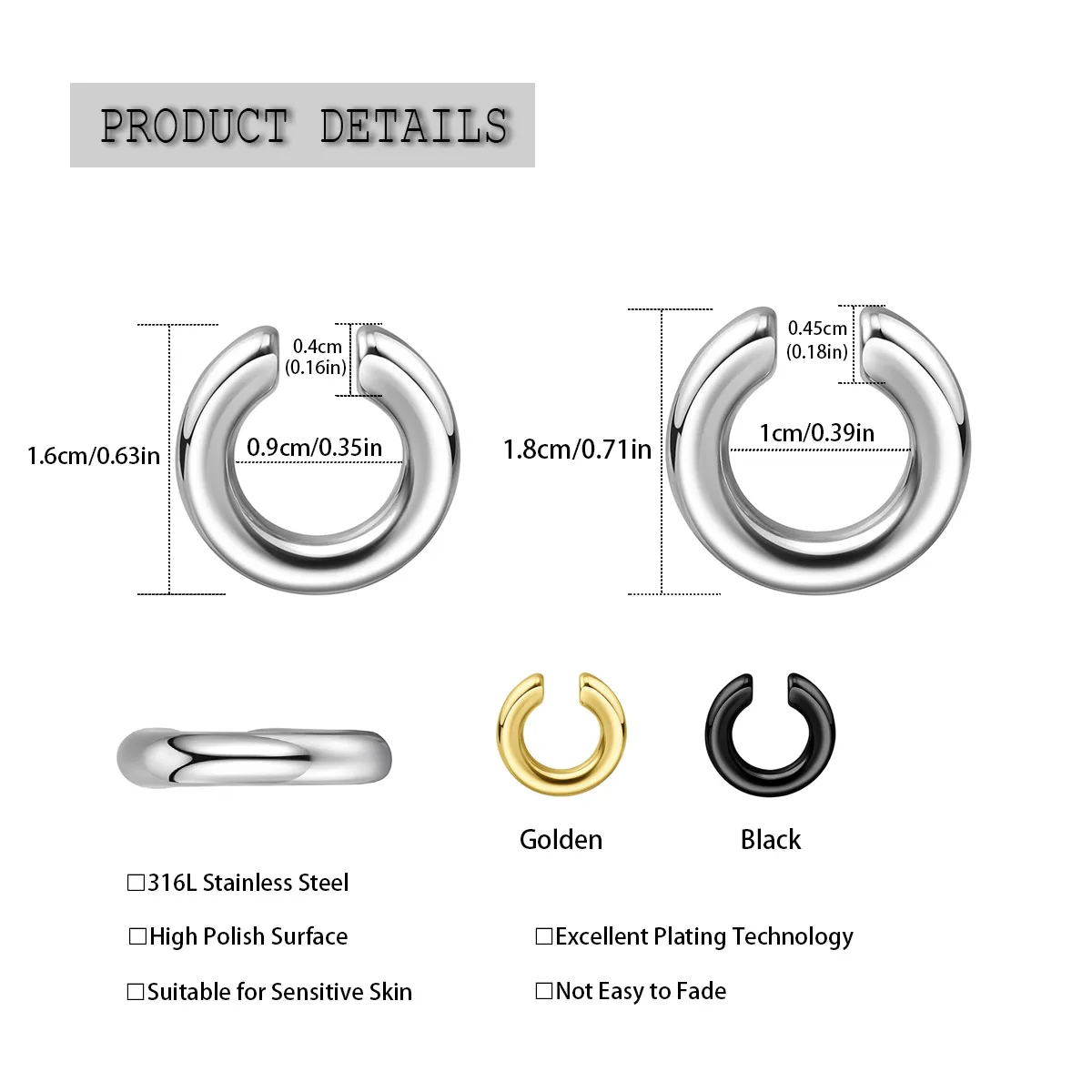 1pc Exaggerated C-Shaped Non-P - Ear Cuff No Piercing review and price