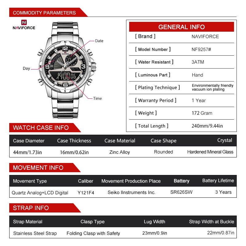 NAVIFORCE Men Dual Display Wat - Watch Display Box review and price